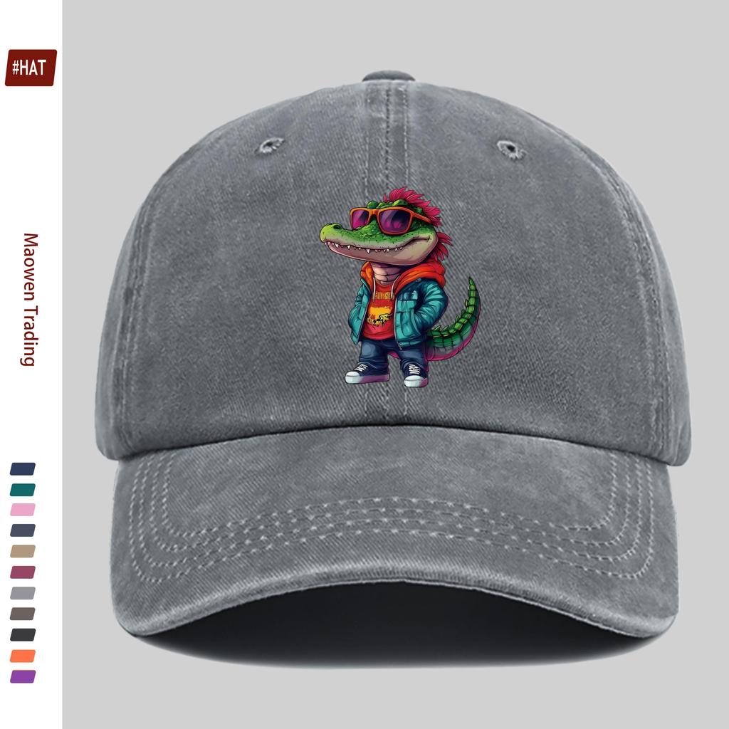 Pc Fashion Cartoon Crocodile Pattern Glasses Print Baseball Cap Home Leisure Decor Hat Cute Cartoon Print Papa Cap Adjustabl