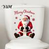 Holiday Theme Interior Styling Santa Claus Toilet Sticker, Waterproof PVC Christmas Bathroom Decal for Self Adhesive Signs Home Decoration, Removable