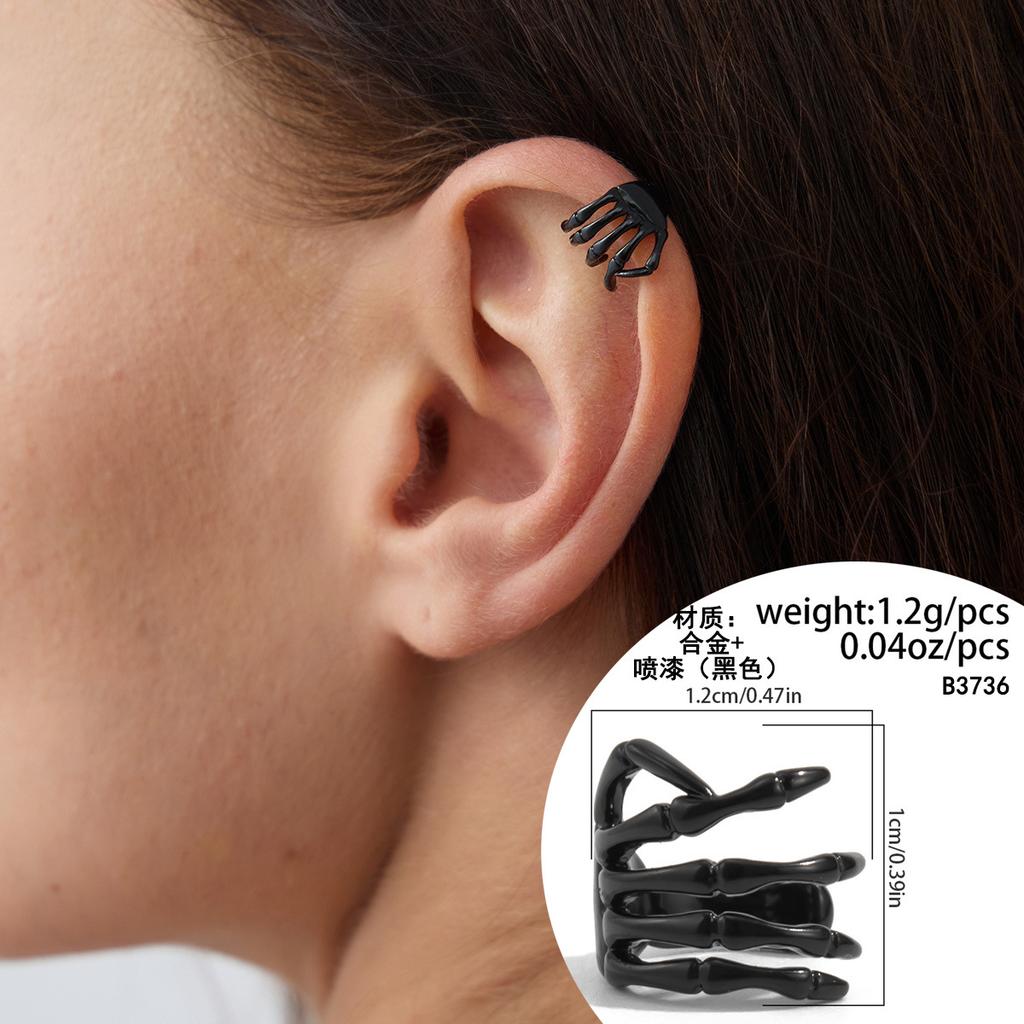 Creative Halloween Skull Hand Ear Bone Clip Earrings Personality Diablo Spider No Pierced Earrings