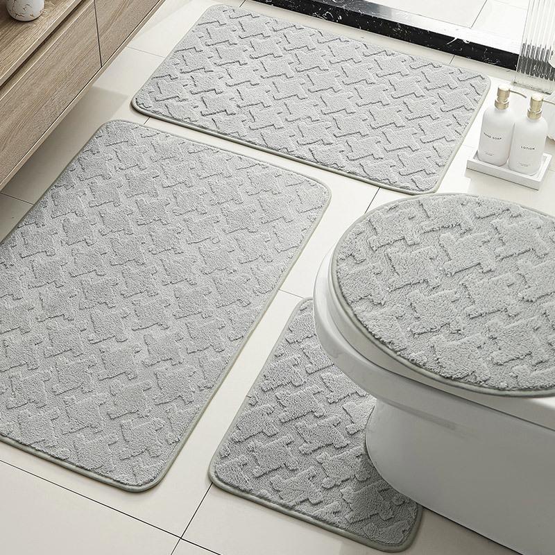 Cashmere-Feel Jacquard Anti-Slip Bathroom & Toilet Door Mat