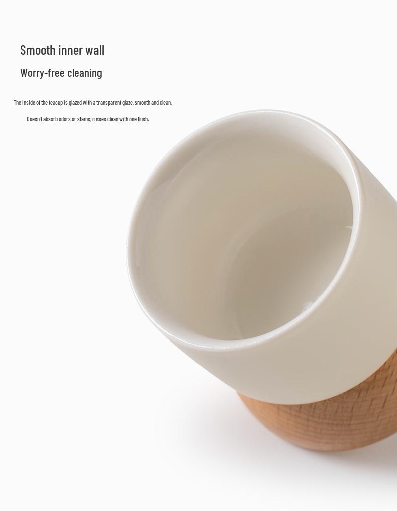 Japanese Minimalist Wooden Teacup Gift Set - Cream Style for Women, Personal Use, Tasting Cup