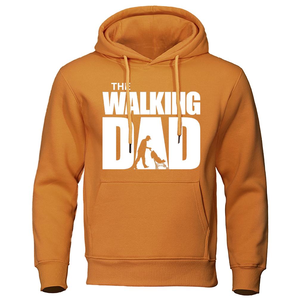 

The Walking Dad Pushing The Stroller Printing Hoodies Mens Casual Fashion Tops Warm Fleece Sweatshirt Loose Autumn Male Hoody 3XL
