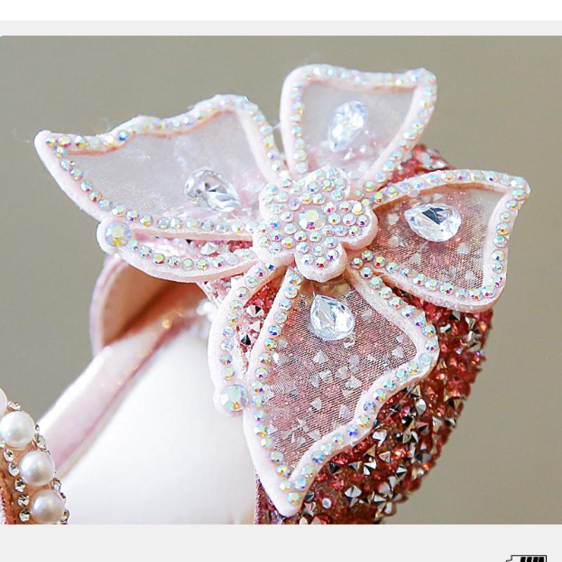 SandaliaSuper Beauty Girl Shoe2024Summer New Bow Princess Shoe Fashion Sandals Soft Sole Dance Shoe Banquet Shoe Casual Kid Shoe