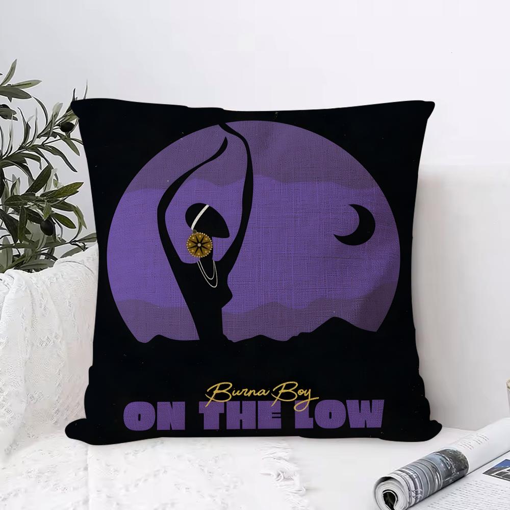 Burna Boy Cushion Cover Breathable Linen Pillow Cover Skin-Friendly Home Decor Pillowcase With Hidden Zipper