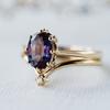 Luxury Jewelry Source, Super Simple Fashion Women's Pair Ring Inlaid with Amethyst Gold-plated Ins Jewelry