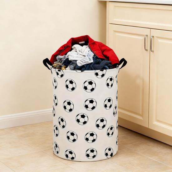 Yousheng Faltbarer Wäschekorb Großes Fassungsvermögen Zusammenklappbarer Kleiderkorb mit Griffen Fußball-Aufdruck Aufbewahrungskorb für Wäsche Kinderspielzeug Kinderzimmer