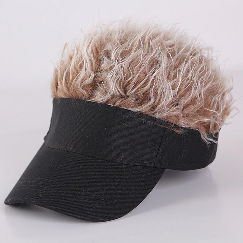Unisex Casual Visor Hat Men Women Adjustable Sun Sunshade Hip Hop Baseball Cap With Spiked Hairs Wigs