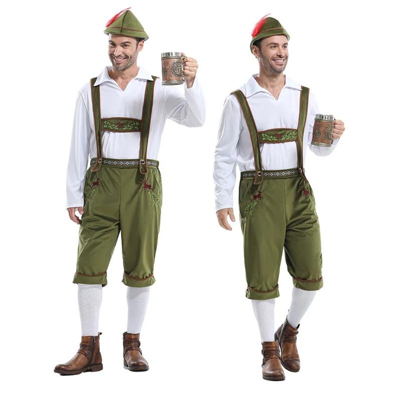 Cosplay Fancy Dress Halloween Party Costume Carnival Outfit Adult Men's Bavarian German Beer Festival Short Sleeve