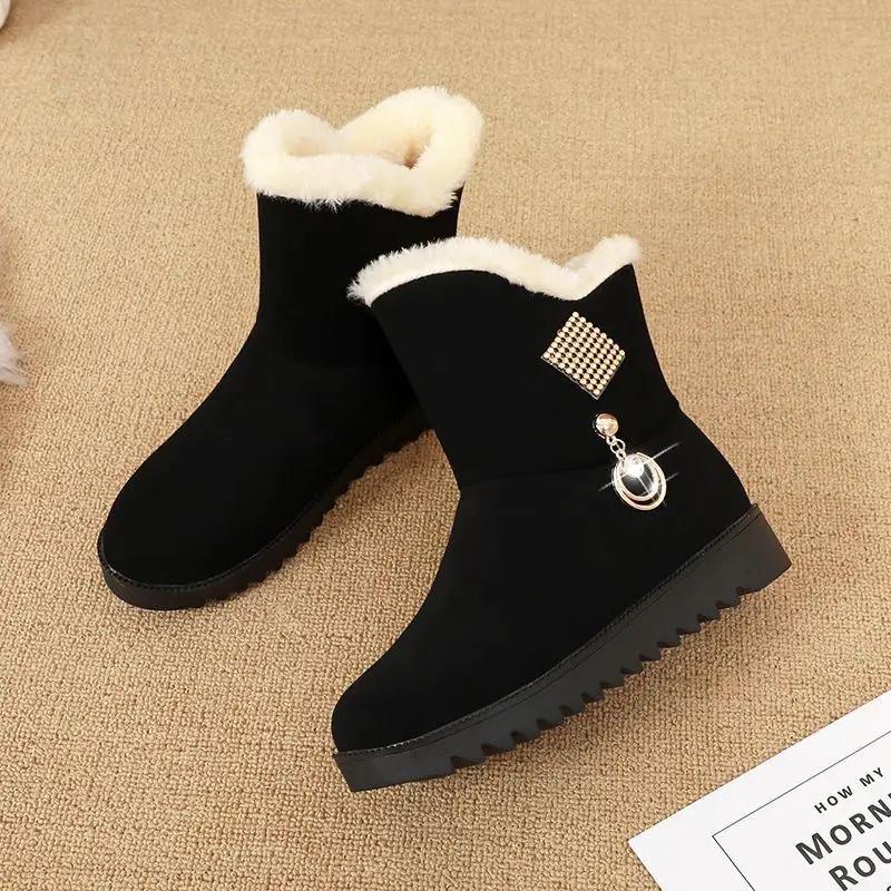 Fashion Cotton Round Toe Gray Work Woman Shoes Booties 2025 New In Large Size Warm On Promotion Rock Offer Trend Snow Boots for Women