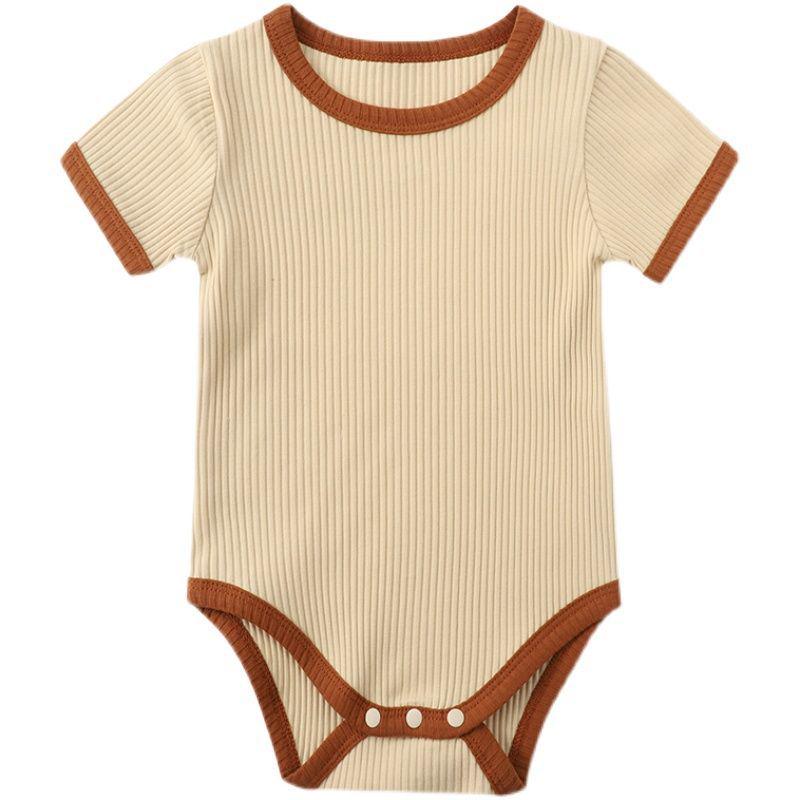 Retro-Style Infant Girl Triangle Romper - Lightweight and Trendy Color Block Design for Spring/Summer