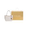 Michael Kors MK Jet Set Chain Logo Pendant Large Capacity Canvas Shoulder Bag Women Shoulder Bag Vanilla-White 35F1GTVT3B-VANILLA