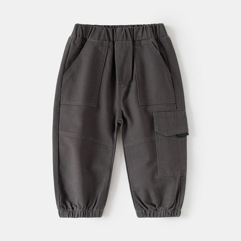 Boys' Solid Color Mid-Waist Pants Spring and Autumn Children's Casual Pants Baby Patchwork Cotton Long Pants Jogger Pants