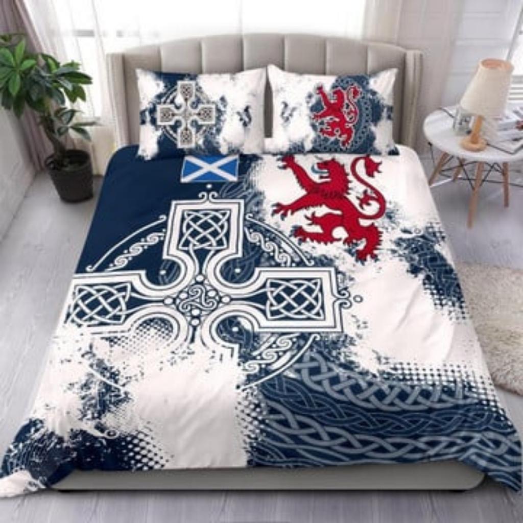 Påslakanset Tmarc Tee Skottland Celtic Cross Blå Vit påslakanset