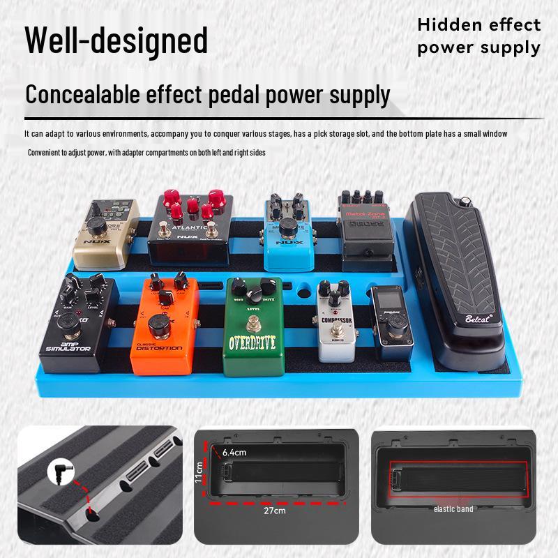 Güç Rayı ve Montaj Braketli ROCKHOUSE Çift Katmanlı Basamaklı Gitar Pedal Tahtası, Taşınabilir Tasarım