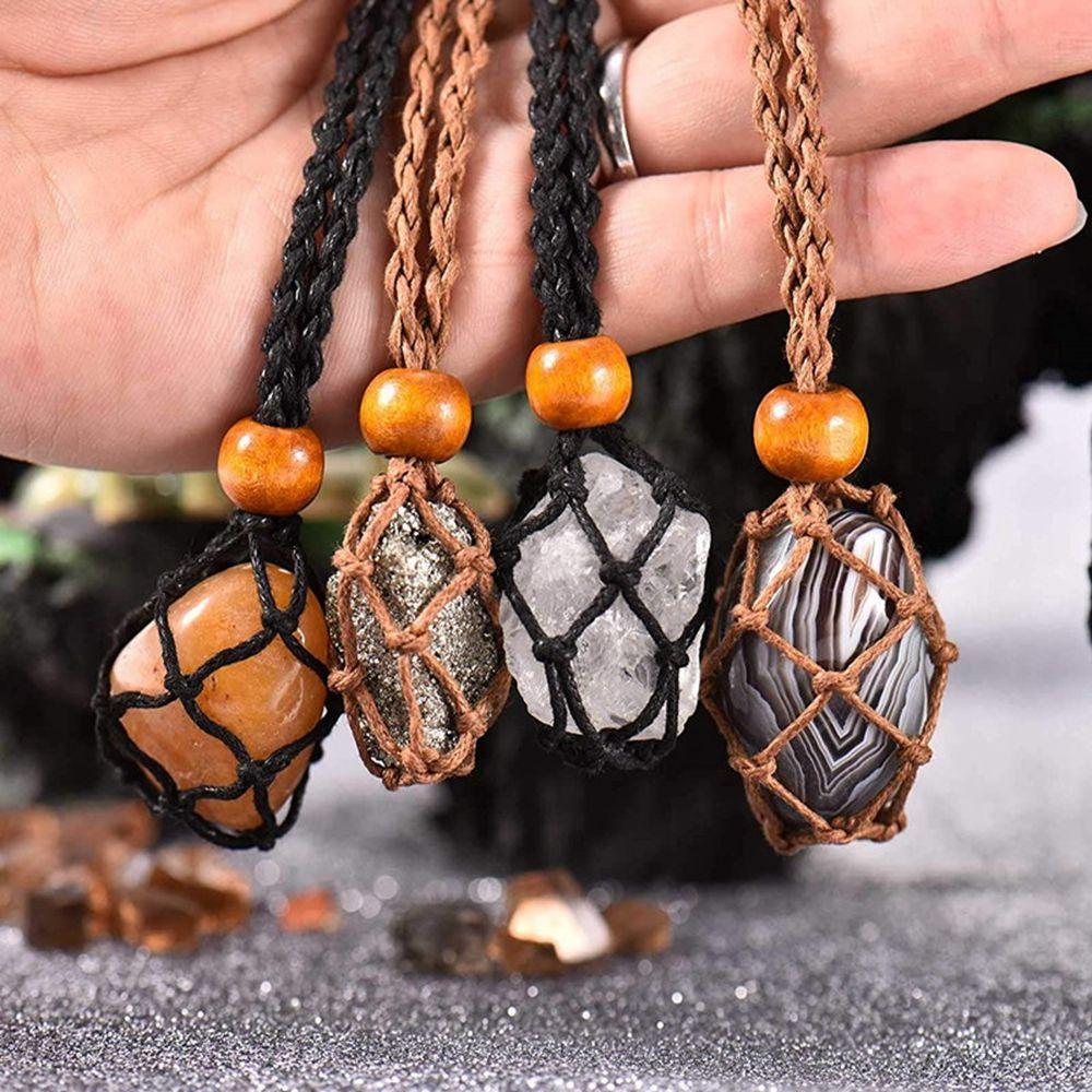 1pc Hand-knitted DIY Braided Necklace Cord Necklace Cord Empty Stone Holder Crystal Necklace Holder