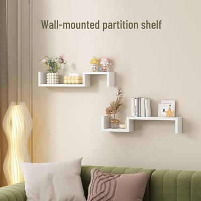 Punch-Free Wall-Mounted Storage Rack - Floating Shelf for Living Room & Bedroom Decor