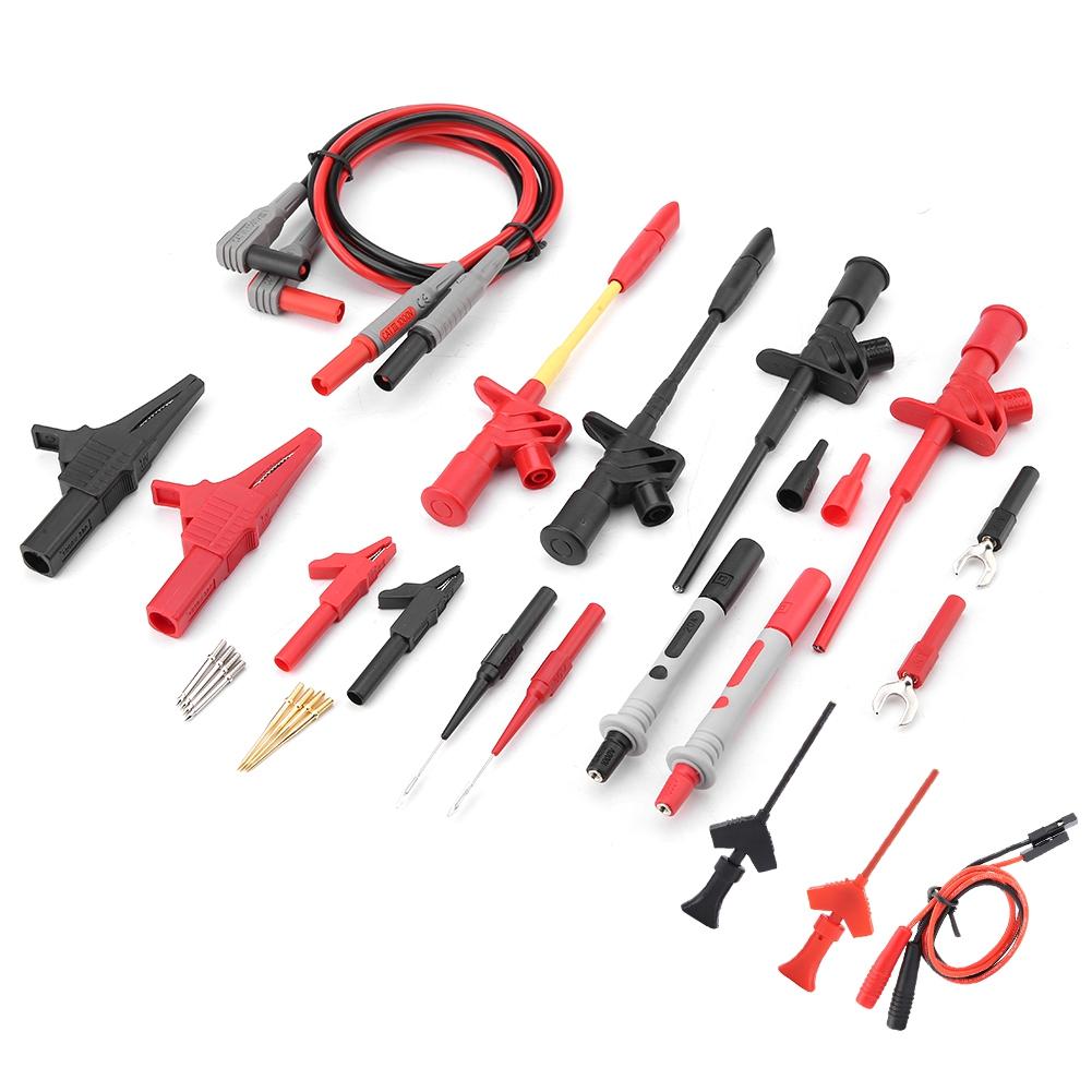Multimeter Probe Test Kit 28 Pieces P1300F for Digital Multimeter Replaceable Banana Plug Test Hook Tabletop Sticks Pointed Needles IC Tes