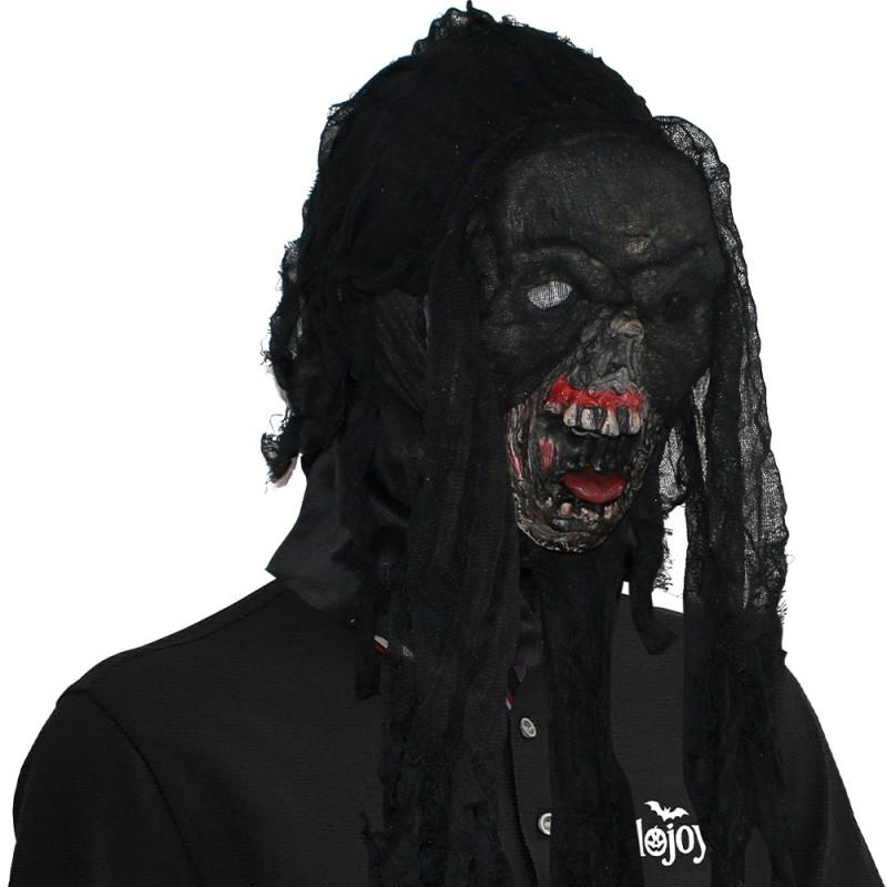 Černá látková strašidelná křičící maska Halloweenský kostým Párty Duch obličej Pokrývka hlavy Žertovná rekvizita