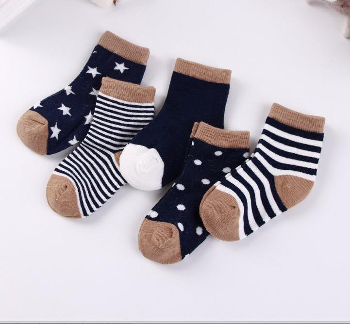 5 Pairs/lot 0 To 6 Years Kids Soft Cotton Socks Boy Girl Baby Cute Cartoon Warm Stripe Dots Fashion School Socks Autumn Winter