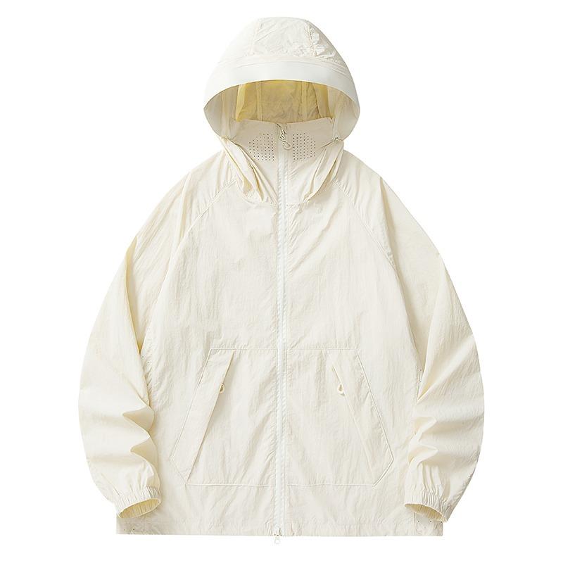 Spring Autumn Solid Loose Casual Sunscreen Coat Male Long Sleeve Simple All-match Hooded Cardigan Jacket Top Men
