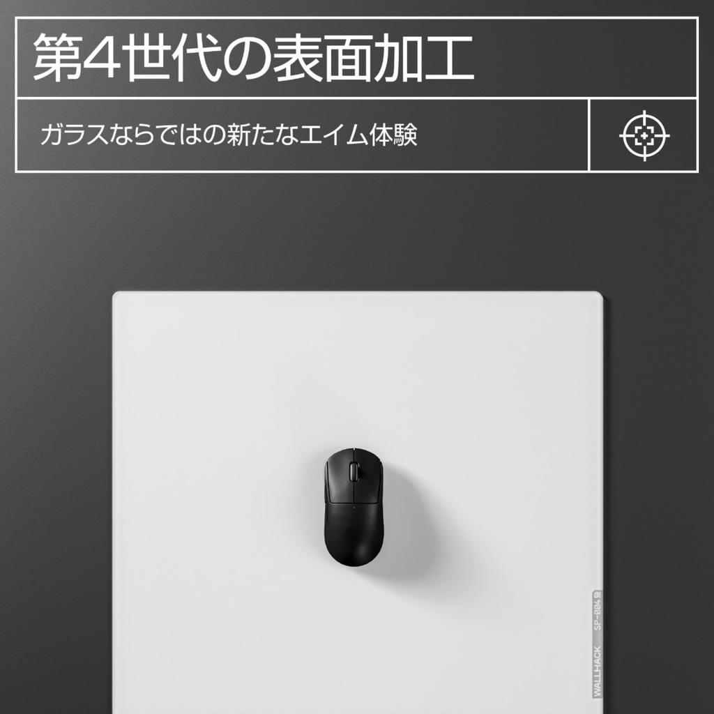 WALLHACK Glass Mouse Pad Gaming Mouse Large 430mm x 490mm x Speed Professional Tempered 60A Fully Compatible with SkyPAD SP-004 Pad, White, Size,