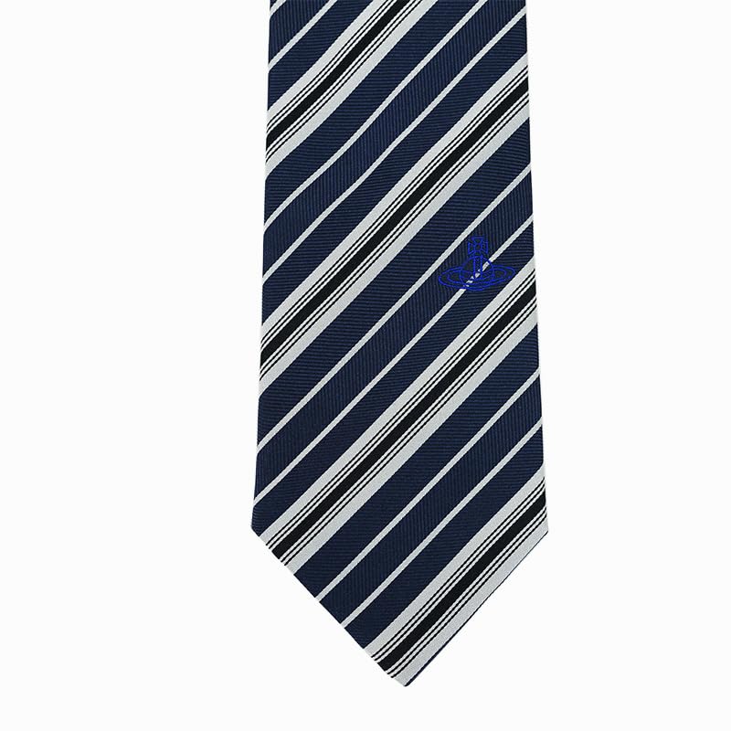 [Vivienne Westwood] Brand Necktie, Vivienne Westwood Necktie (8.5cm Width) VW133 NavySilver [Used]