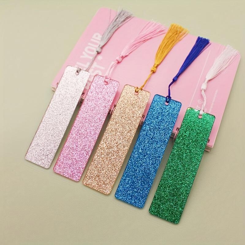 1 pezzo di Segnalibro Acrilico Glitterato Vuoto, Ornamento Fatto a Mano DIY, Incollato con Cartoncino Logo Le e Etichetta Libro, Regalo Perfetto per Amici
