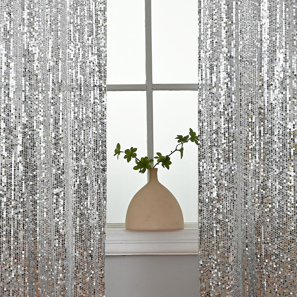 Broderade Paljett Genomskinliga Gardinstångsgardiner Dekorativa Gardiner