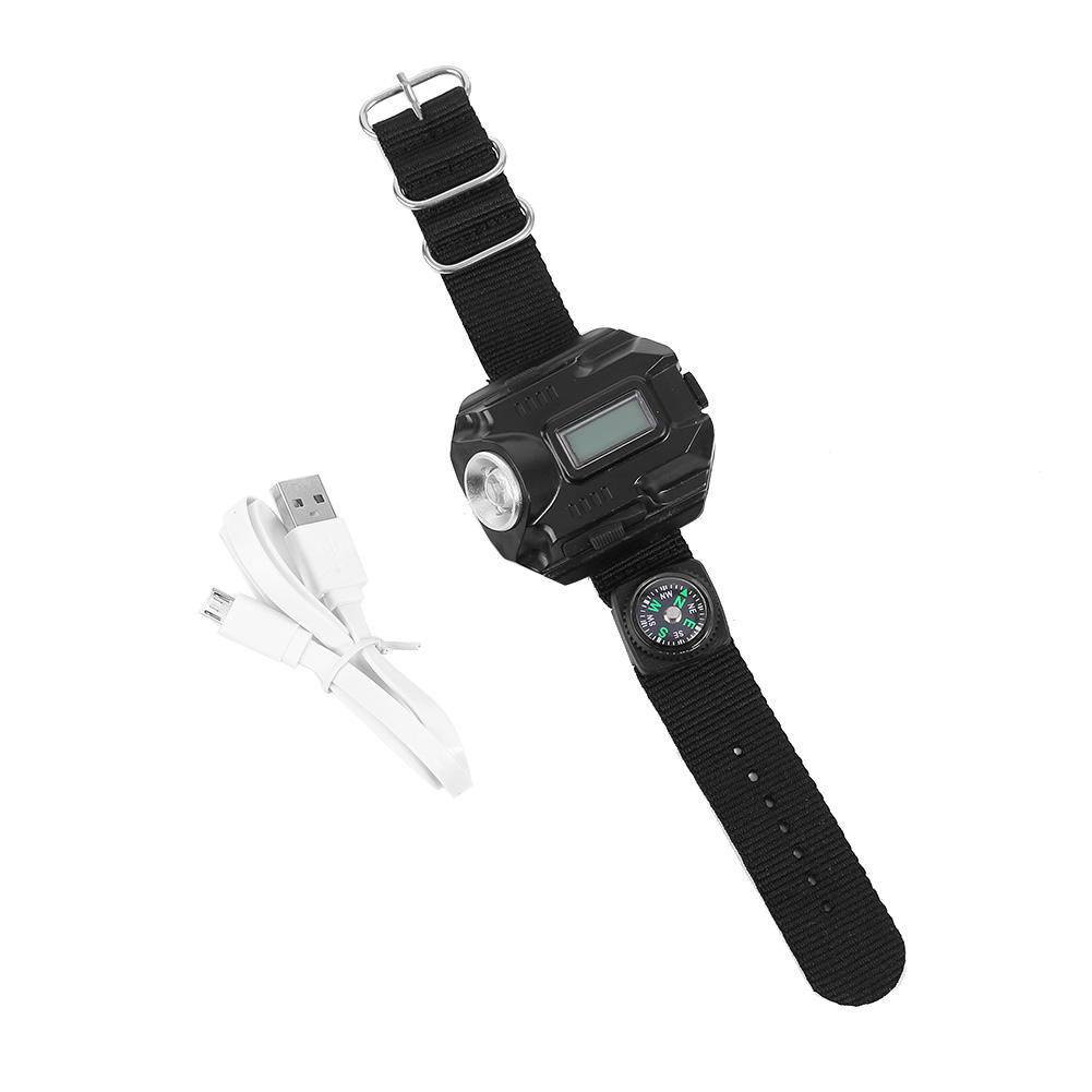 Portable LED Wrist Watch Flashlight Torch Light USB Rechargble Flashlight