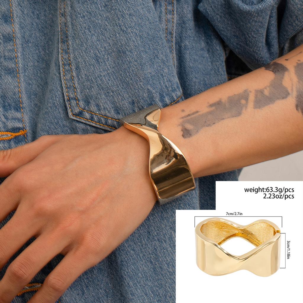 Metal Bracelet for Men Hip Hop Fashion Personality Smooth Spring Open Bracelet Irregular Men's Jewelry