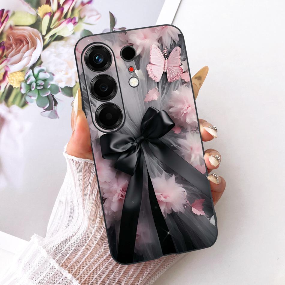 For Tecno Camon 50 4G CN5 Cute Flower Butterfly Cat Painted Case For Tecno Camon50 4G Black Silicone Soft Phone Cases