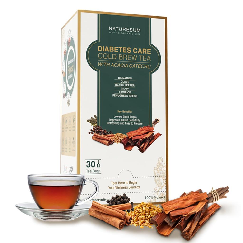 Naturesum Diabetic Care Tea for Diabetes Control, 30 Tea Bags, with Fenugreek (Methi Dana), Acacia Catechu & More, Insulin Resistant, Anti-I