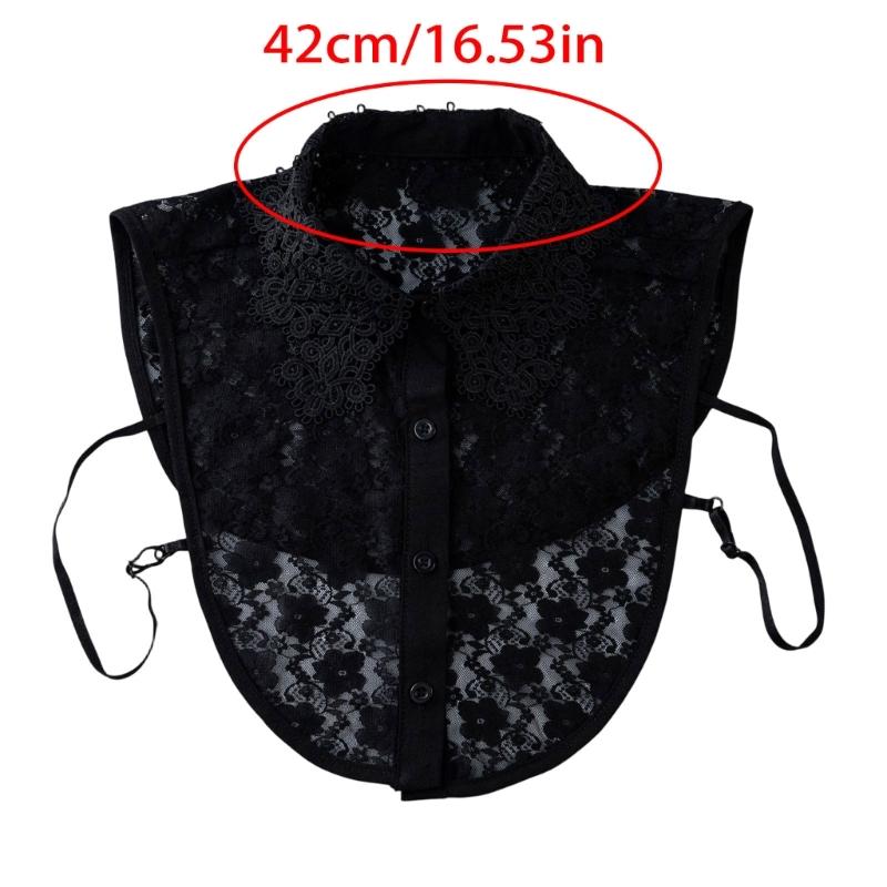 Abnehmbarer Spitzenkragen mit floraler Stickerei Falscher Kragen Stilvolles Halsstück Halbe Hemden Blusen Oberteile Modeaccessoires