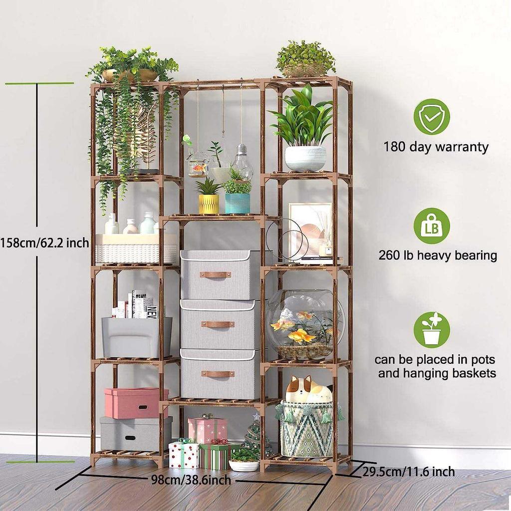 INS Antiseptic Wood Plant Stand: Movable Flower & Succulent Rack for Indoor/Outdoor Use
