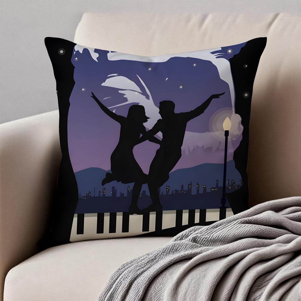 Romantic American Movie LLa La Land Cushion Cover Pillowcase Antidustmite Invisible Zipper Short Plush Sofa Cushion