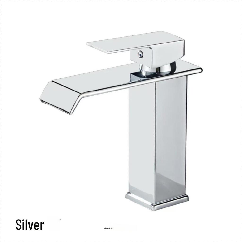 Stainless Steel Cross-Border Waterfall Faucet: Hot/Cold Single Hole Bathroom Vanity Basin Tap