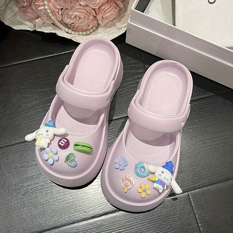 

Новые сандалии тапочки DIY милые мультяшные сабо женские мюли летние пляжные сандалии пещера отверстие женская садовая обувь для студентов девочек 36-37