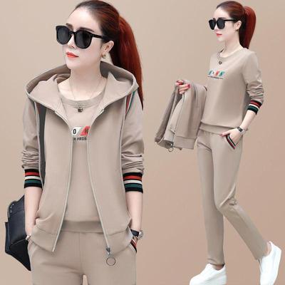 Mode Damenanzug Koreanische Version Frühling und Herbst Langarm Oberteil Lässige Sportbekleidung Elegante Damenanzüge 3-teilig
