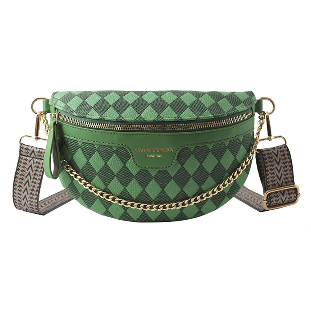 

Rhombic Lattice Chest Bag Casual Chain Lady Crossbody Bag Portable for Vacation