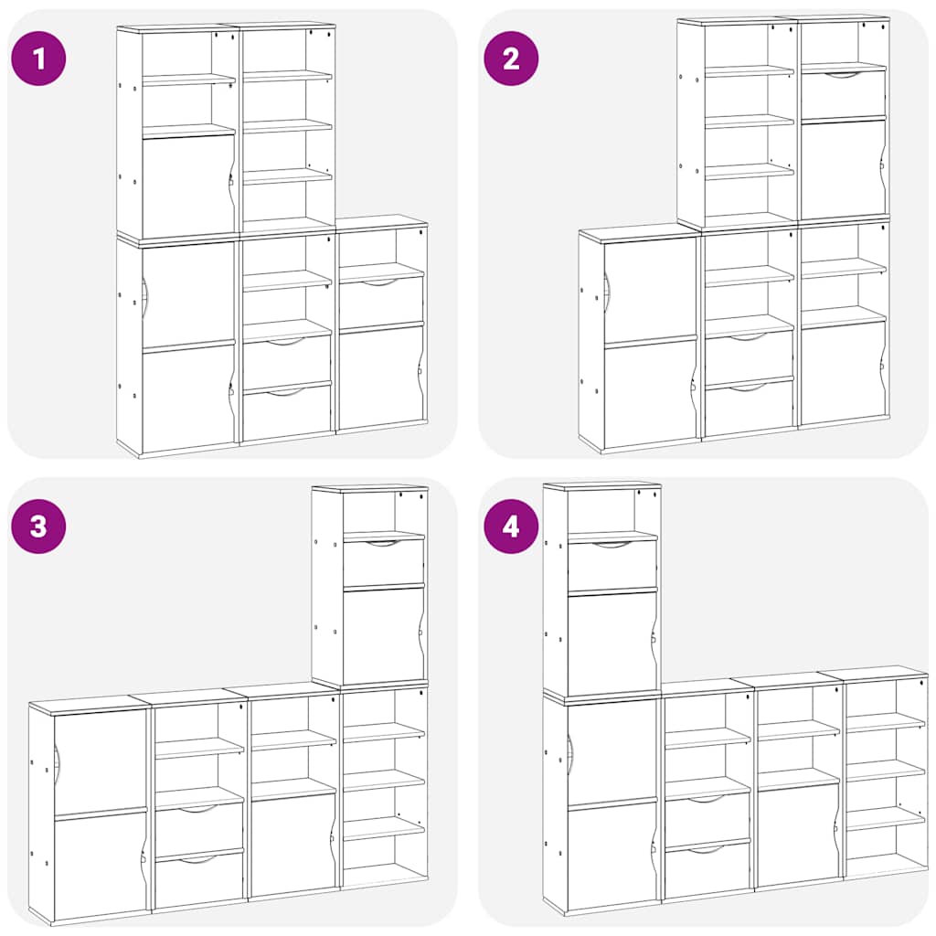 Side Cabinets 5 Pcs ODDA White 40x24x79 Cm Solid Pine Wood