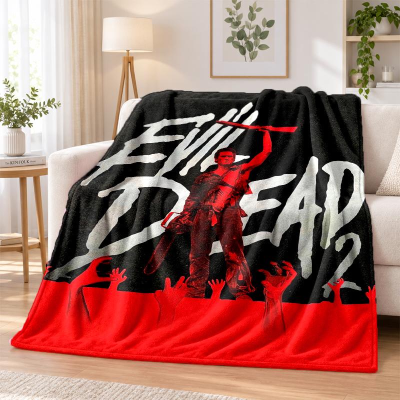 Evil Dead Ash Williams Flannel Throw Blanket Soft Warm Cozy For Sofa Bed Indoor Home Bedroom Use