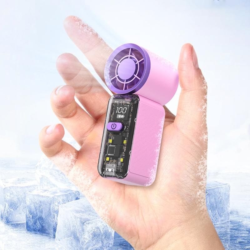 Portable Mini Handheld Pocket Fan With Led Display Usb Rechargeable 100 Speed Adjustable Fan