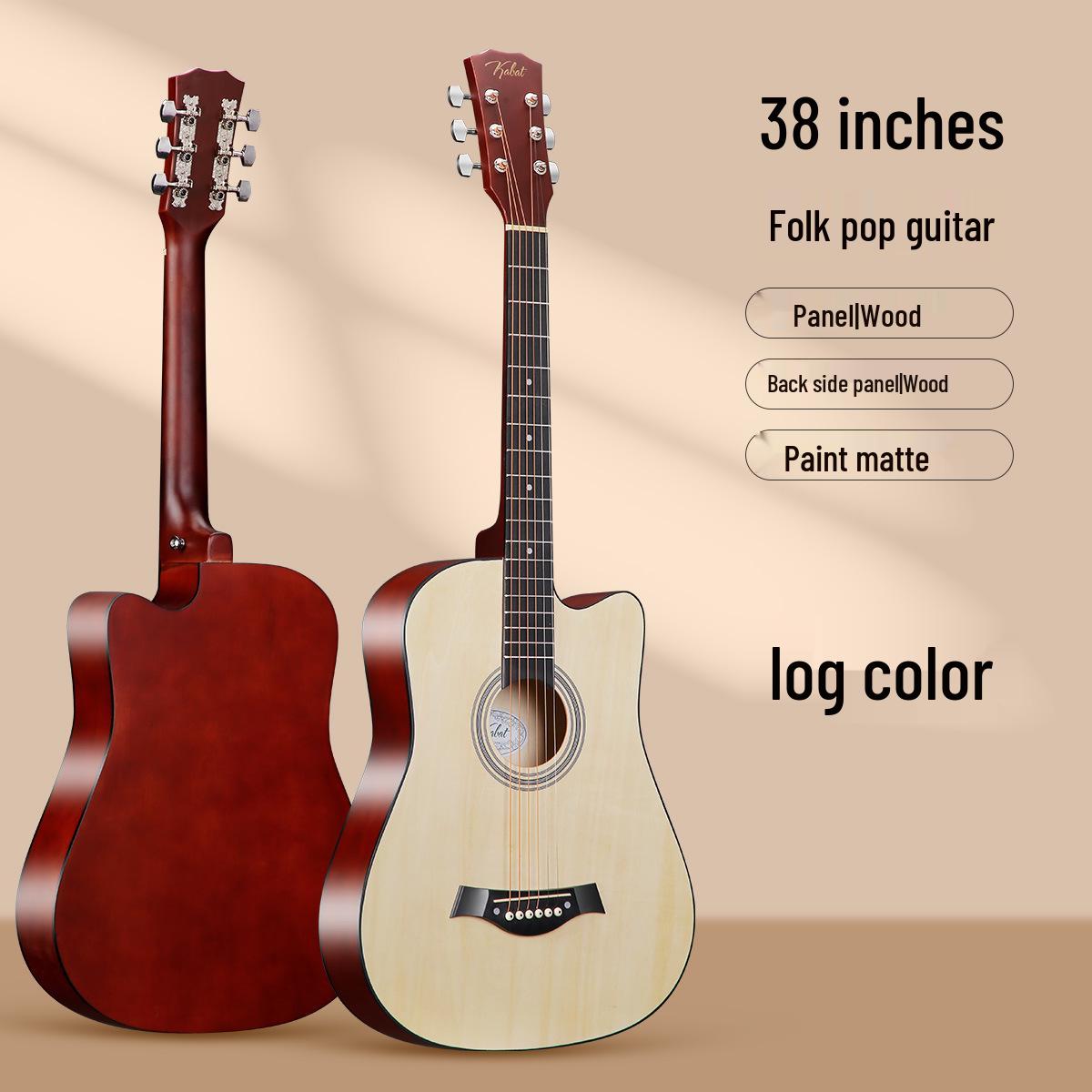 38-inch Wooden Folk Guitar for Beginners