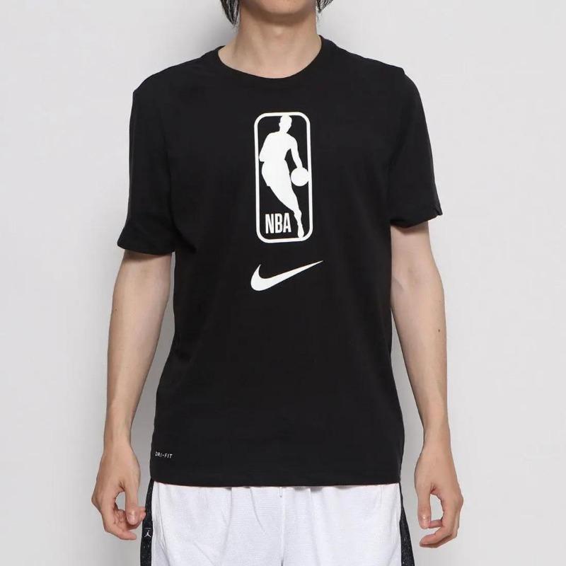 Nike Rychleschnoucí prodyšné sportovní tričko s logem NBA, kulatý výstřih, krátký rukáv, unisex topy, černé AT0516-010