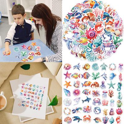 200x/Set Self-Adhesive Stickers Sea Animal Stickers Fish Stickers Cute Ocean Stickers Water Bottle Stickers for Laptop
