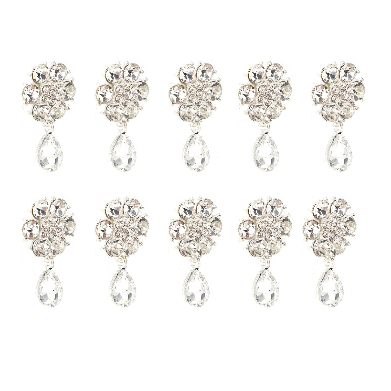 

10pcs Rhinestone Brooches Crown Six Petals Opal Pearl Brooch Pins for Clothes Shoes Bags Hair
