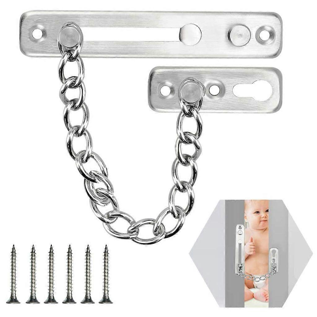 Stainless Steel Door Security Chain: Brushed, Anti-scratch, with Screws, Home/hotel