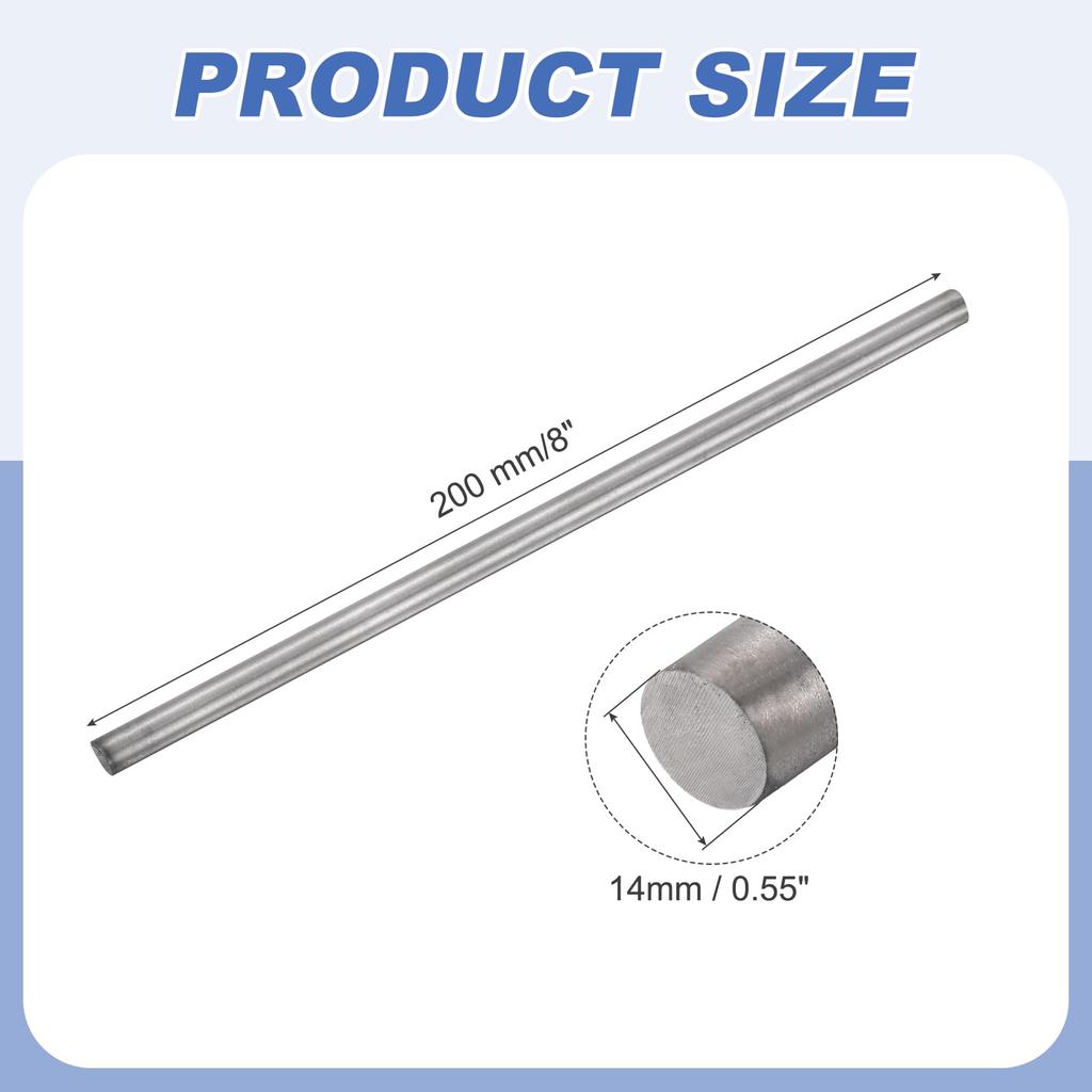 uxcell Titanium Round inch 8 inch GR2 Metal TA2 Titanium Round for Model DIY Crafts Bar, 0.55 (14mm) Diameter, Length, Bar, Airplanes, Cars, Boats,