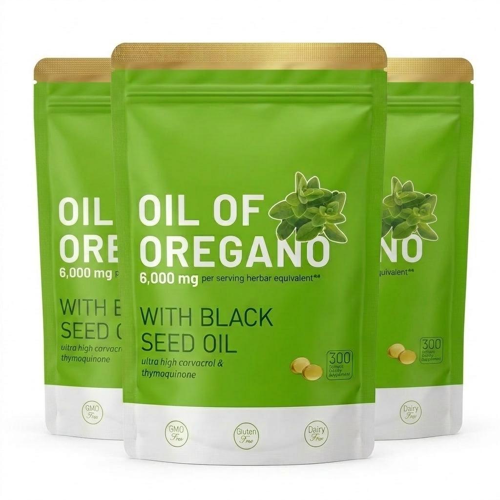 Oregano Olie met Zwarte Komijnzaad Olie 300 Capsules | Natuurlijke Antioxidanten | Voedingsondersteuning | Zeer Effectief Dieet Gezondheidssupplement