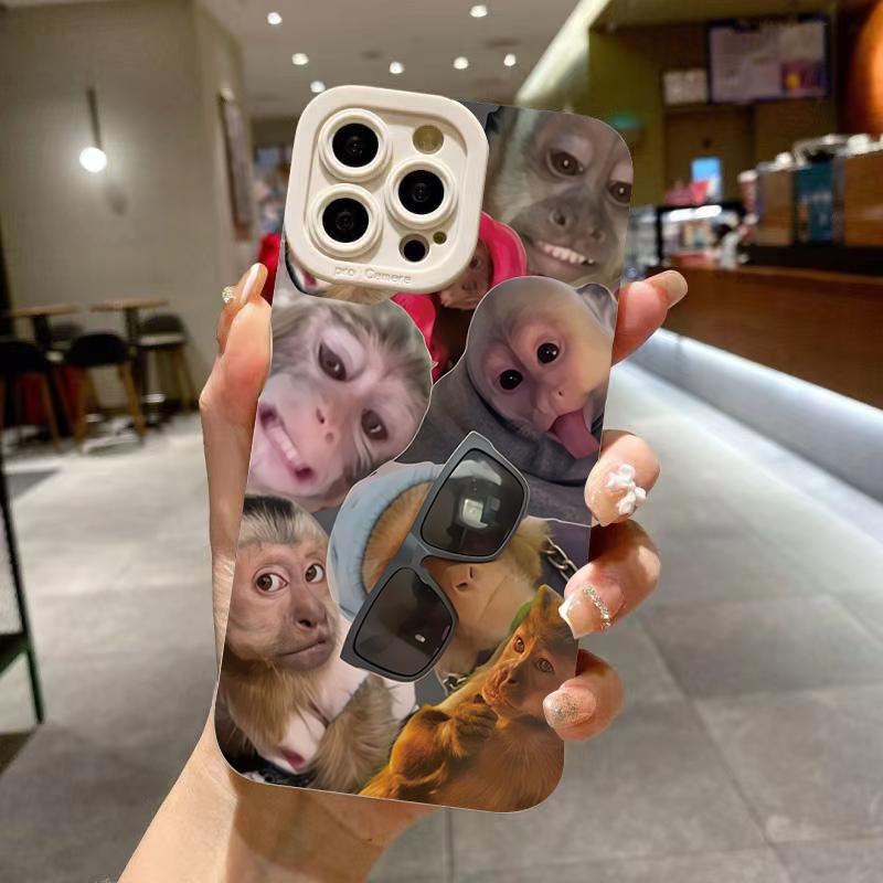 New Creative Monkey Pattern Phone Case For iPhone 16 Pro Max 15 14 13 12 11 XS X XR 7 8 Plus SE 2022 Shockproof Candy Soft Cover